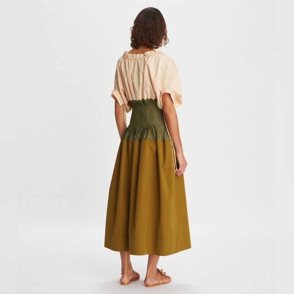 NWT $698 Tory Burch Off-shoulder Colorblock Poplin Dress - Picture 3 of 5